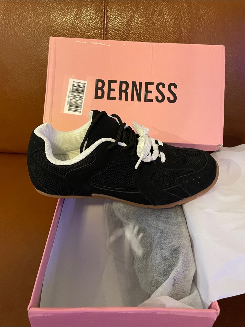 Berness Women’s Black Athletic Sneaker with Gum Sole